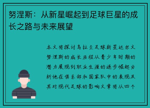 努涅斯：从新星崛起到足球巨星的成长之路与未来展望